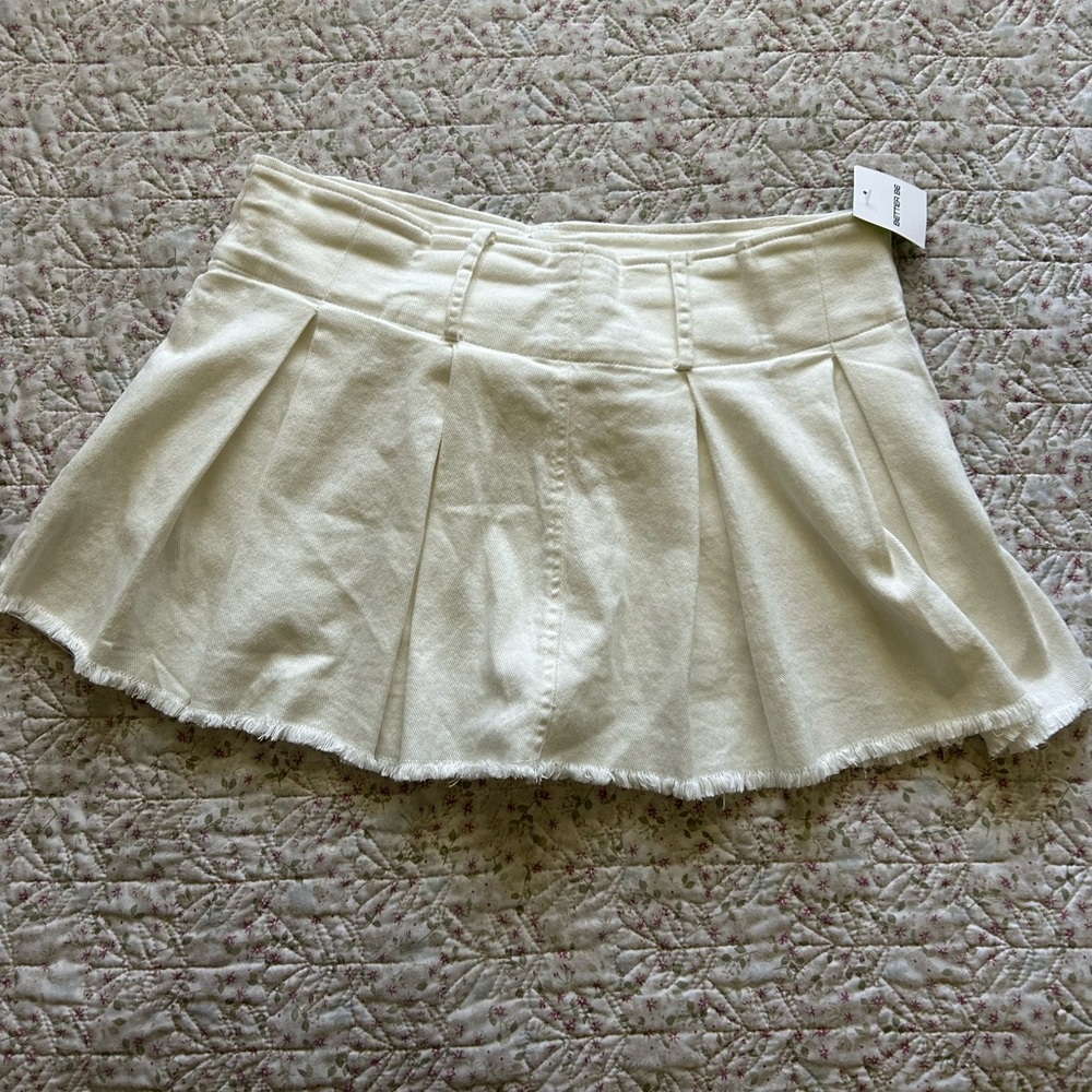 White denim mini skirt